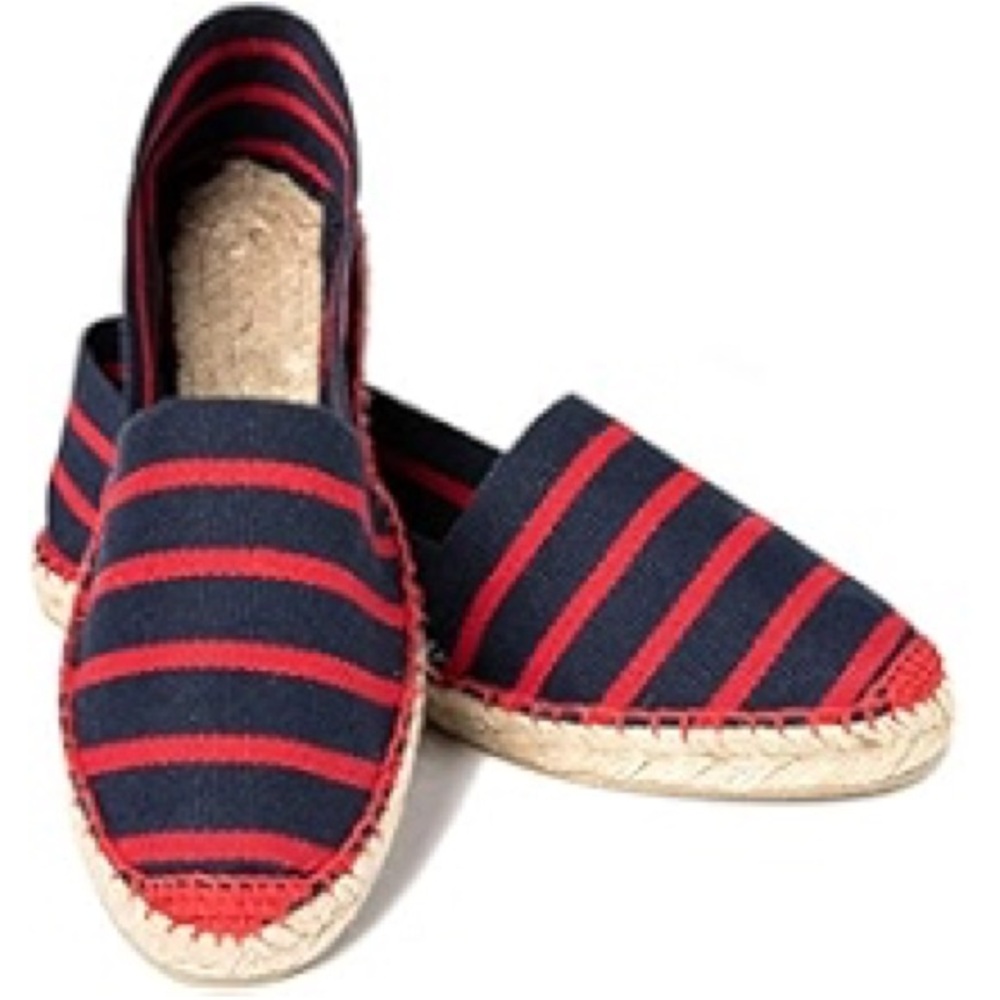 Saint James Striped Red and Navy Espadrilles